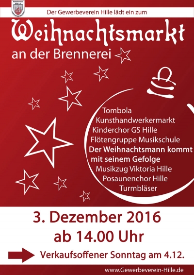 Gewerbeverein Hille organisiert Weihnachtsmarkt an der Brennerei